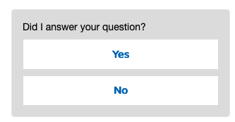 FTC Chatbot asking "Did I answer Your Question?" with Yes and No buttons to reply